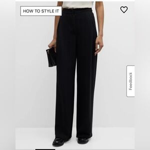 Emporio Armani Women’s High-Rise Pleated Chevron Jersey‎ Trousers In Black Sz38